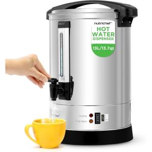 imageNutriChef Water Boiler and Hot Water Dispenser 8L Electric Beverage Dispenser with Safety Lock Lid NonDrip Tap Warm Function Food Grade Stainless Steel Home ampamp Commercial Use 19quotx9quotx9quot Silver137 Quarts