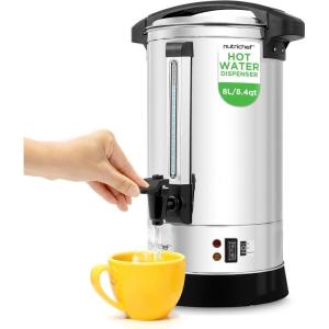 imageNutriChef Water Boiler and Hot Water Dispenser 8L Electric Beverage Dispenser with Safety Lock Lid NonDrip Tap Warm Function Food Grade Stainless Steel Home ampamp Commercial Use 19quotx9quotx9quot Silver85 Quarts