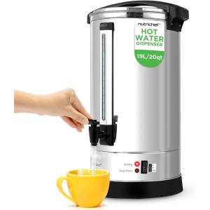 imageNutriChef Water Boiler and Hot Water Dispenser 8L Electric Beverage Dispenser with Safety Lock Lid NonDrip Tap Warm Function Food Grade Stainless Steel Home ampamp Commercial Use 19quotx9quotx9quot Silver201 Quarts