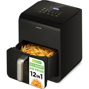 imageNutrichef Electric Air Fryer Tenderizer 63 Quart  121 Preset Cooking Functions  Includes Tenderizing Function  Digital Display  Transparent Window For Best Cooking Results  Black