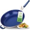 imageNutriChef f 12quot Large Fry Pan  Large Skillet Nonstick Frying Pan with Silicone Handle Ceramic Coating Blue Silicone Handle StainResistant And Easy To Clean Professional Home Cookware14