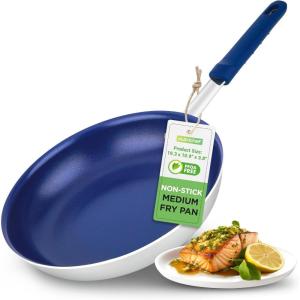 imageNutriChef f 12quot Large Fry Pan  Large Skillet Nonstick Frying Pan with Silicone Handle Ceramic Coating Blue Silicone Handle StainResistant And Easy To Clean Professional Home Cookware10