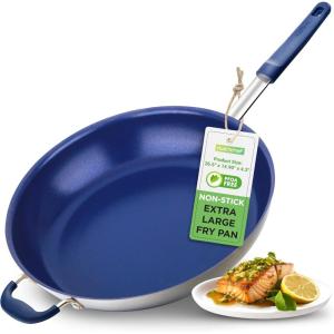imageNutriChef f 12quot Large Fry Pan  Large Skillet Nonstick Frying Pan with Silicone Handle Ceramic Coating Blue Silicone Handle StainResistant And Easy To Clean Professional Home Cookware14