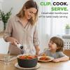 imageNutriChef 18Piece Ceramic Cookware Set with Detachable Handles Non Stick Pots and Pans PTFEFree Natural Ceramic Coating SpaceSaving Design Oven ampamp Stove Safe Includes Utensils