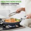 imageNutriChef 18Piece Ceramic Cookware Set with Detachable Handles Non Stick Pots and Pans PTFEFree Natural Ceramic Coating SpaceSaving Design Oven ampamp Stove Safe Includes Utensils