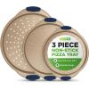 imageNutriChef 3Piece Pizza Tray Set with Silicone Handles  Round Nonstick Pizza Pan with Perforated Holes Durable Carbon Steel Small Medium Large Sizes  Ideal for Crispy Evenly Baked Pizzas GoldGold