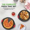 imageNutriChef 3Piece Pizza Tray Set with Silicone Handles  Round Nonstick Pizza Pan with Perforated Holes Durable Carbon Steel Small Medium Large Sizes  Ideal for Crispy Evenly Baked Pizzas Gray2 Pack