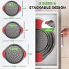 imageNutriChef 3Piece Pizza Tray Set with Silicone Handles  Round Nonstick Pizza Pan with Perforated Holes Durable Carbon Steel Small Medium Large Sizes  Ideal for Crispy Evenly Baked Pizzas Gray3 Pack