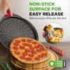 imageNutriChef 3Piece Pizza Tray Set with Silicone Handles  Round Nonstick Pizza Pan with Perforated Holes Durable Carbon Steel Small Medium Large Sizes  Ideal for Crispy Evenly Baked Pizzas Gray2 Pack