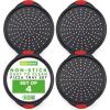imageNutriChef 3Piece Pizza Tray Set with Silicone Handles  Round Nonstick Pizza Pan with Perforated Holes Durable Carbon Steel Small Medium Large Sizes  Ideal for Crispy Evenly Baked Pizzas Gray4 Pack