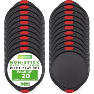 imageNutriChef 3Piece Pizza Tray Set with Silicone Handles  Round Nonstick Pizza Pan with Perforated Holes Durable Carbon Steel Small Medium Large Sizes  Ideal for Crispy Evenly Baked Pizzas Gray20 Pack