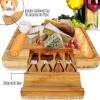 imageBamboo Cheese Cutting Board Set  Flat Wood Serving Platter for Picnic Food or Wine Rectangle Fruit and Meat Plate Kit wBowl Closing Drawer Tray 4 Stainless Steel Knives  NutriChef PKCZBD10