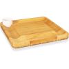 imageBamboo Cheese Cutting Board Set  Flat Wood Serving Platter for Picnic Food or Wine Rectangle Fruit and Meat Plate Kit wBowl Closing Drawer Tray 4 Stainless Steel Knives  NutriChef PKCZBD10