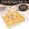 imageBamboo Cheese Cutting Board Set  Flat Wood Serving Platter for Picnic Food or Wine Rectangle Fruit and Meat Plate Kit wBowl Closing Drawer Tray 4 Stainless Steel Knives  NutriChef PKCZBD10