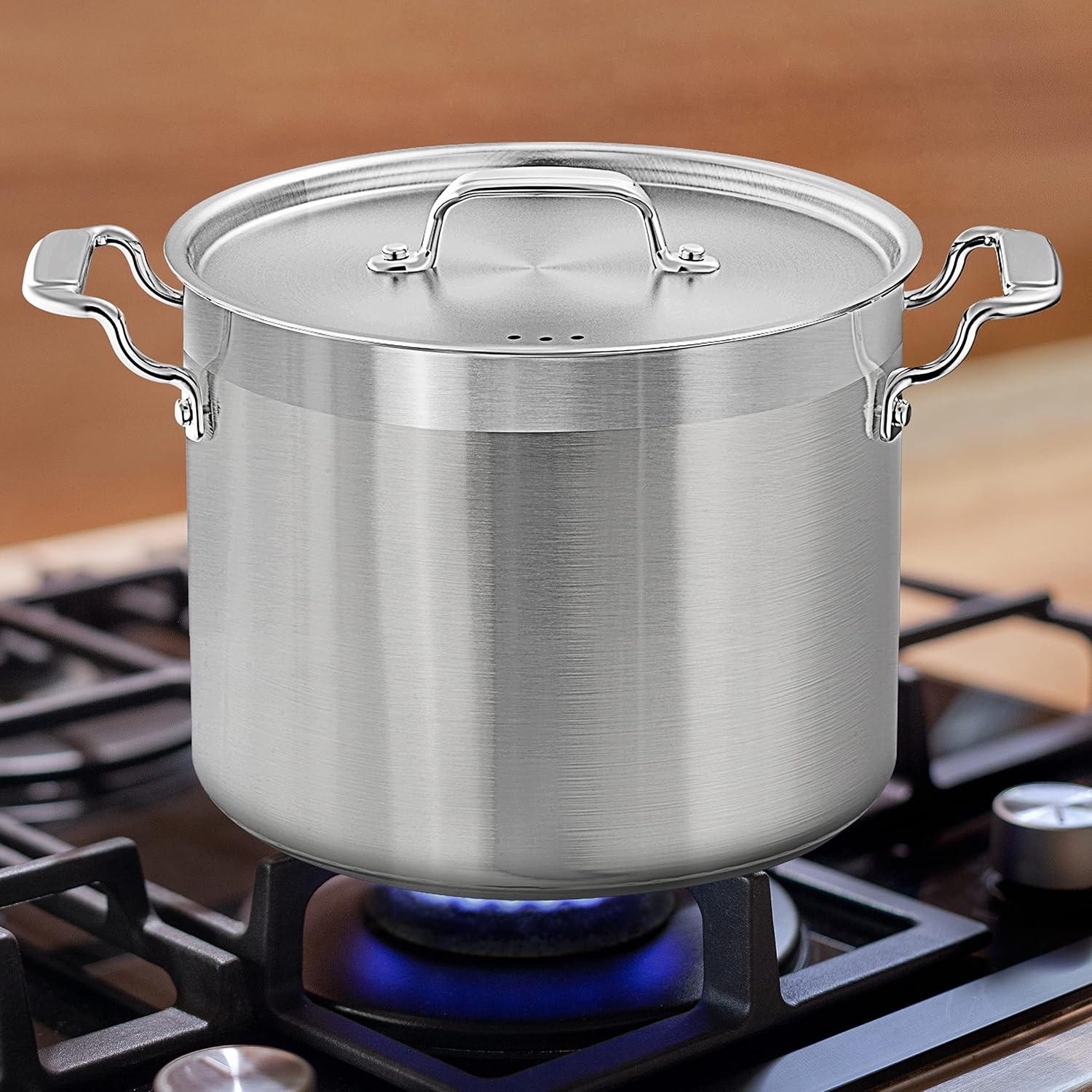 imageNutriChef Stainless Steel Cookware Stockpot  14 Quart Heavy Duty Induction Pot Soup Pot with Stainless Steel Lid Gas Induction Ceramic Glass and Halogen Cooktops Compatible  NCSPT14Q14 Quarts