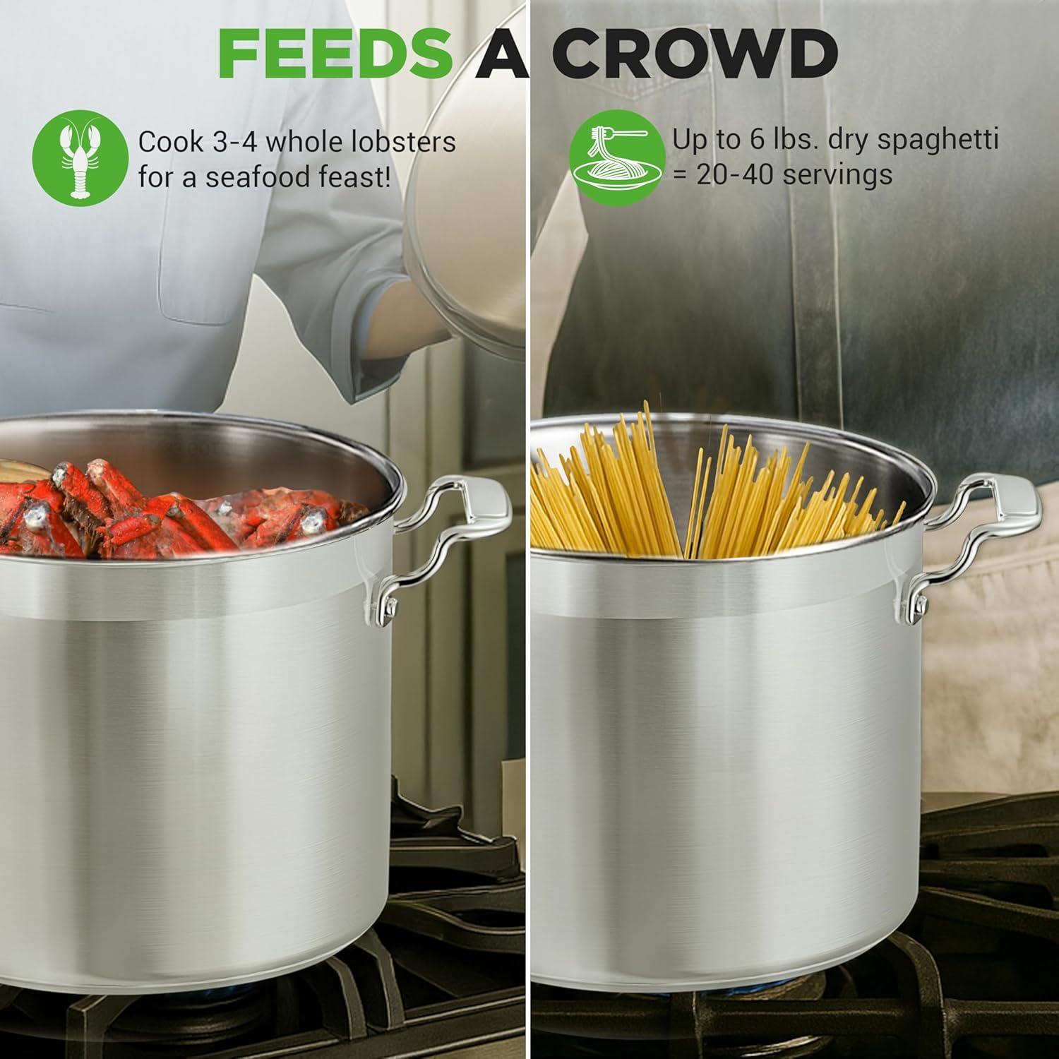 imageNutriChef Stainless Steel Cookware Stockpot  14 Quart Heavy Duty Induction Pot Soup Pot with Stainless Steel Lid Gas Induction Ceramic Glass and Halogen Cooktops Compatible  NCSPT14Q20 Quarts