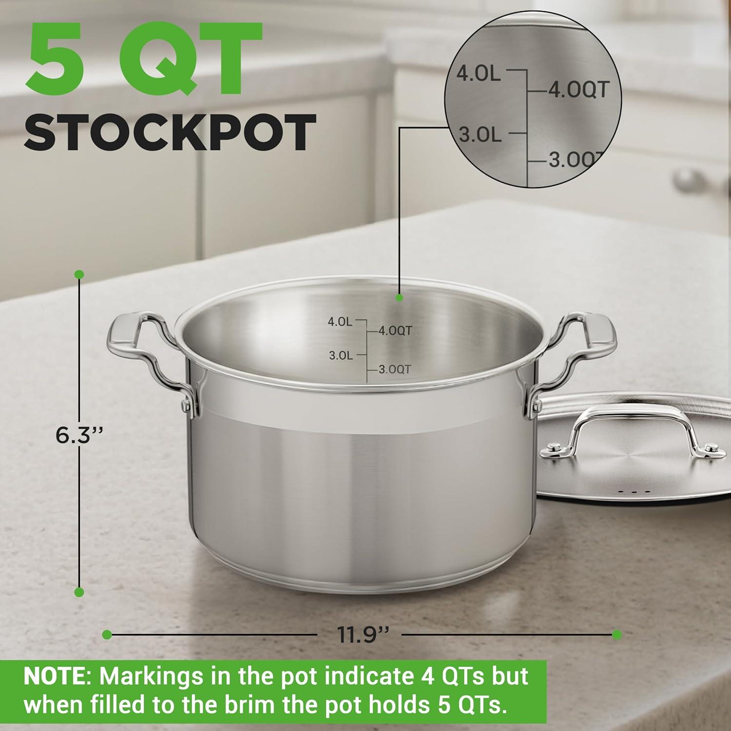 imageNutriChef Stainless Steel Cookware Stockpot  14 Quart Heavy Duty Induction Pot Soup Pot with Stainless Steel Lid Gas Induction Ceramic Glass and Halogen Cooktops Compatible  NCSPT14Q5 Quarts