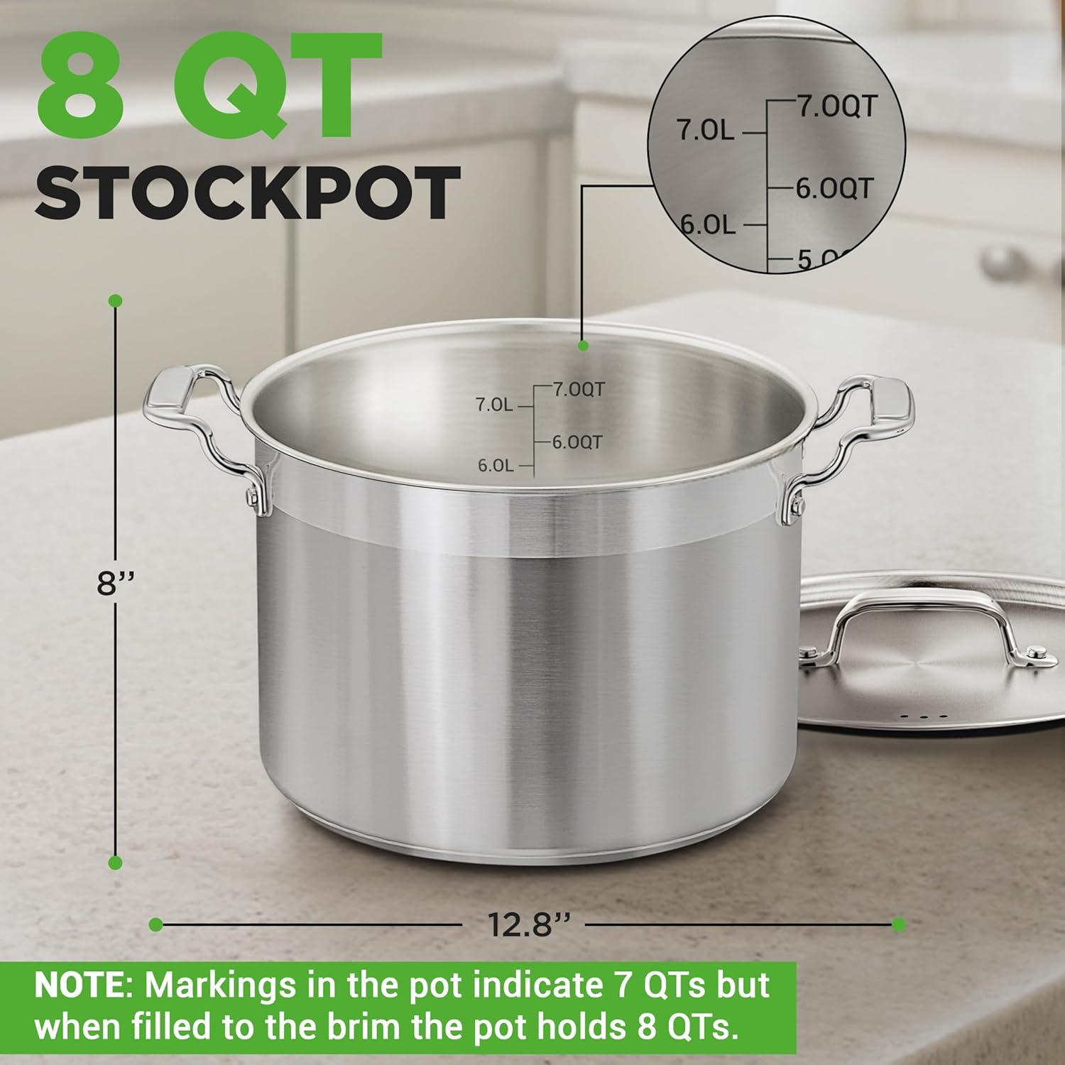 imageNutriChef Stainless Steel Cookware Stockpot  14 Quart Heavy Duty Induction Pot Soup Pot with Stainless Steel Lid Gas Induction Ceramic Glass and Halogen Cooktops Compatible  NCSPT14Q8 Quarts