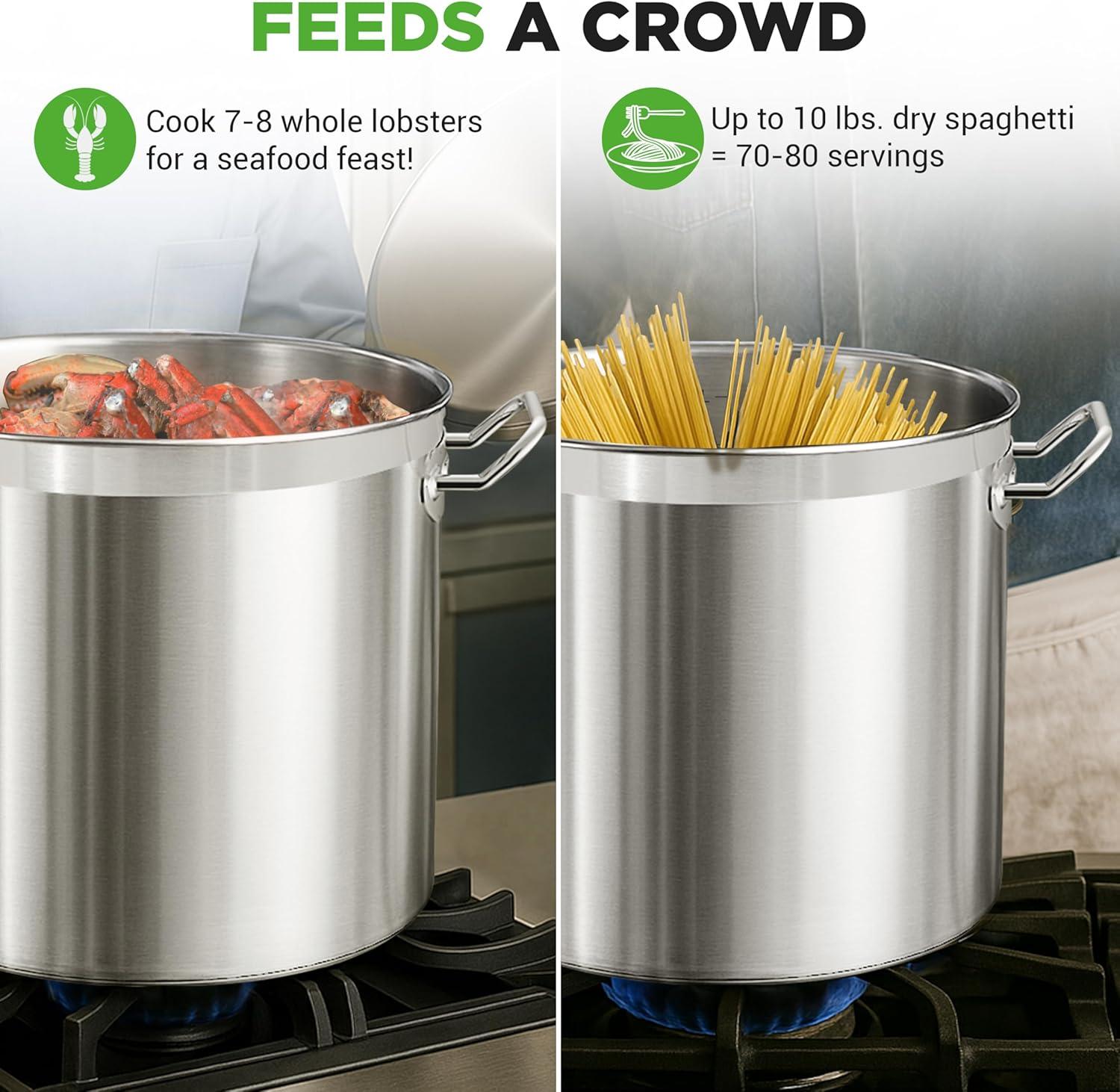 imageNutriChef Stainless Steel Cookware Stockpot  14 Quart Heavy Duty Induction Pot Soup Pot with Stainless Steel Lid Gas Induction Ceramic Glass and Halogen Cooktops Compatible  NCSPT14Q40 Quarts