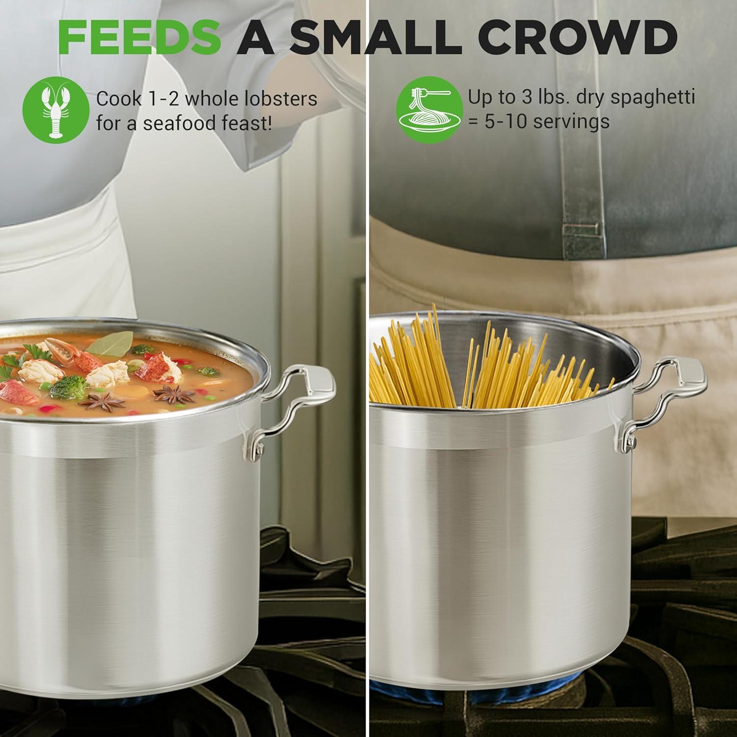 imageNutriChef Stainless Steel Cookware Stockpot  14 Quart Heavy Duty Induction Pot Soup Pot with Stainless Steel Lid Gas Induction Ceramic Glass and Halogen Cooktops Compatible  NCSPT14Q12 Quarts