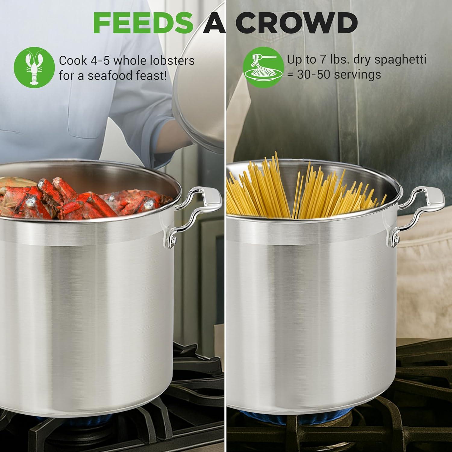 imageNutriChef Stainless Steel Cookware Stockpot  14 Quart Heavy Duty Induction Pot Soup Pot with Stainless Steel Lid Gas Induction Ceramic Glass and Halogen Cooktops Compatible  NCSPT14Q24 Quarts