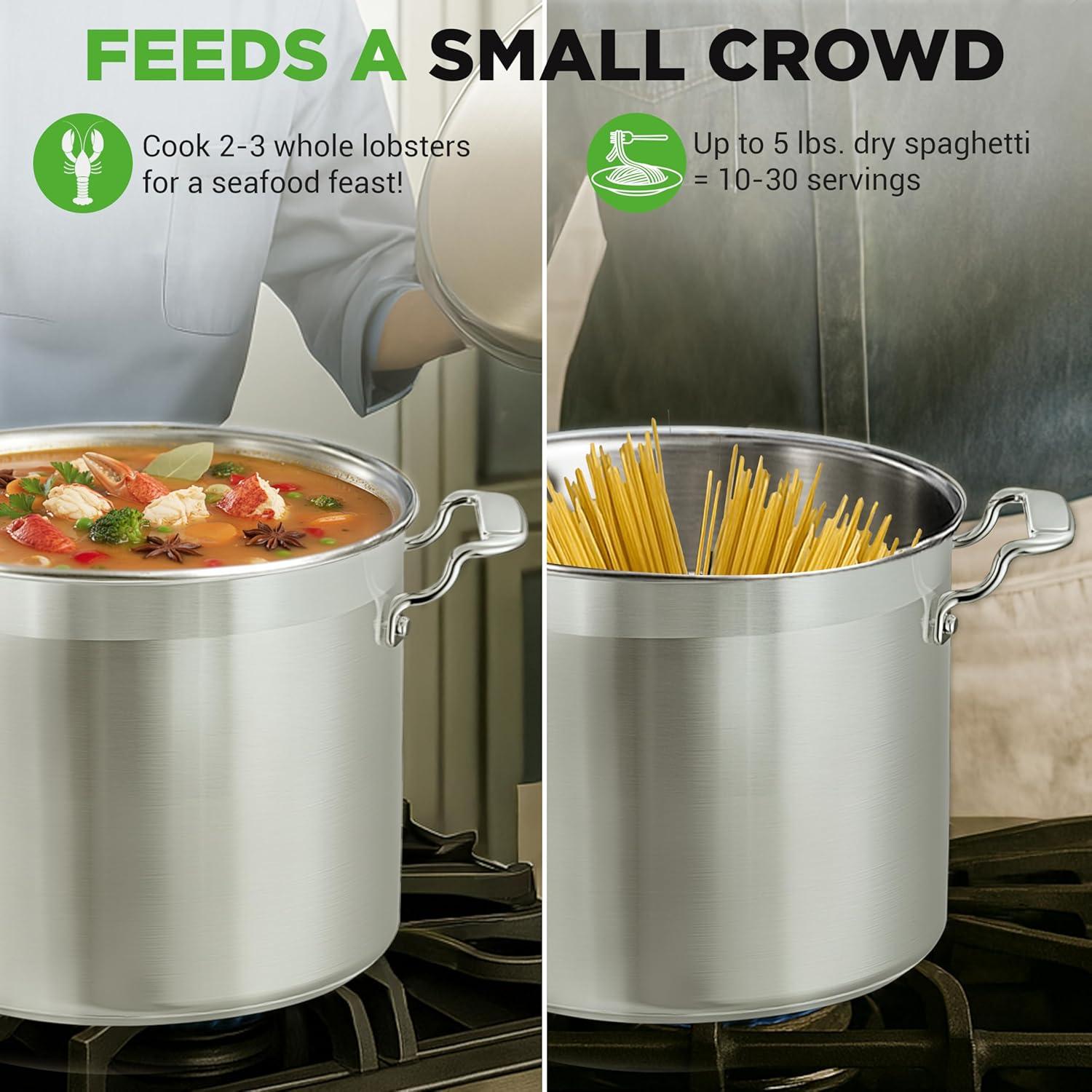 imageNutriChef Stainless Steel Cookware Stockpot  14 Quart Heavy Duty Induction Pot Soup Pot with Stainless Steel Lid Gas Induction Ceramic Glass and Halogen Cooktops Compatible  NCSPT14Q16 Quarts