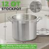 imageNutriChef Stainless Steel Cookware Stockpot  14 Quart Heavy Duty Induction Pot Soup Pot with Stainless Steel Lid Gas Induction Ceramic Glass and Halogen Cooktops Compatible  NCSPT14Q12 Quarts