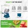 imageNutrichef 3 in 1 Cheese Grater ampamp Shredder  Strong Suction Base Rotary Handle with Safety Lock  Includes Hand Crank ampamp 3 Drum Blades for 3 Textures Fine Medium ampamp Strips  Blue