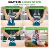 imageNutrichef 3 in 1 Cheese Grater ampamp Shredder  Strong Suction Base Rotary Handle with Safety Lock  Includes Hand Crank ampamp 3 Drum Blades for 3 Textures Fine Medium ampamp Strips  Blue