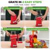 imageNutriChef 5 in 1 Cheese Grater ampamp Shredder  5 Different Blades for Thin Thick Julienne Strips Wavy ampamp Straight Strips  Includes Hand Crank Strong Suction Base ampamp Storage Container  Red