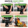 imageNutriChef 5 in 1 Cheese Grater ampamp Shredder  5 Different Blades for Thin Thick Julienne Strips Wavy ampamp Straight Strips  Includes Hand Crank Strong Suction Base ampamp Storage Container  Black