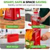 imageNutriChef 5 in 1 Cheese Grater ampamp Shredder  5 Different Blades for Thin Thick Julienne Strips Wavy ampamp Straight Strips  Includes Hand Crank Strong Suction Base ampamp Storage Container  Red