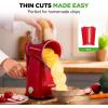 imageNutriChef 5 in 1 Cheese Grater ampamp Shredder  5 Different Blades for Thin Thick Julienne Strips Wavy ampamp Straight Strips  Includes Hand Crank Strong Suction Base ampamp Storage Container  Red