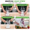 imageNutrichef 3 in 1 Cheese Grater ampamp Shredder  Strong Suction Base Rotary Handle with Safety Lock  Includes Hand Crank ampamp 3 Drum Blades for 3 Textures Fine Medium ampamp Strips  White
