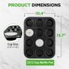 imageNutriChef NonStick 2Piece 12 Cup Muffin Pans with 100 Parchment Cupcake Liners Carbon Steel Professional Grade Muffin Pans for Baking Durable ampamp Dishwasher Safe 137quotx104quotx11quot Inch Black