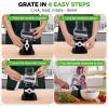 imageNutrichef 3 in 1 Cheese Grater ampamp Shredder  Strong Suction Base Rotary Handle with Safety Lock  Includes Hand Crank ampamp 3 Drum Blades for 3 Textures Fine Medium ampamp Strips  Black