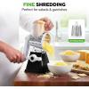 imageNutrichef 3 in 1 Cheese Grater ampamp Shredder  Strong Suction Base Rotary Handle with Safety Lock  Includes Hand Crank ampamp 3 Drum Blades for 3 Textures Fine Medium ampamp Strips  Black