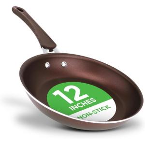 imageNutriChef 12 Nonstick Frying Pan Durable Aluminum Fry Pan with HeatResistant Lacquer and EasyClean Non Stick Coating Induction Compatible Frying Pan for Gas Electric ampamp Ceramic Cooktops Black