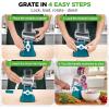 imageNutrichef 3 in 1 Cheese Grater ampamp Shredder  Strong Suction Base Rotary Handle with Safety Lock  Includes Hand Crank ampamp 3 Drum Blades for 3 Textures Fine Medium ampamp Strips  Green