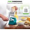 imageNutrichef 3 in 1 Cheese Grater ampamp Shredder  Strong Suction Base Rotary Handle with Safety Lock  Includes Hand Crank ampamp 3 Drum Blades for 3 Textures Fine Medium ampamp Strips  Green