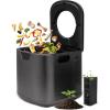 imageNutriChef 4 Quart Electric Kitchen Composter  Smart Countertop Composter Includes 2 Odorless Carbon Filters  Electric Compost Bin for Indoor Use  3 Volume Based Modes Small Medium ampamp Large  Gray