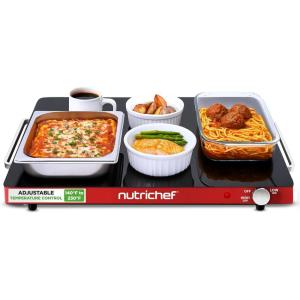imageNutriChef Electric Warming Tray  Glass Surface Hot Serving Tray  Adjustable Temperature 140F to 230F  Energy Efficient ampamp Space Saving  Perfect for BuffetsParties ampamp More  212 x 165 in  Red