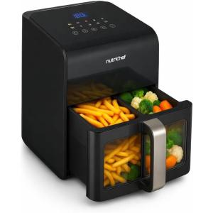 imageNutrichef Electric Air Fryer Large 63 Quart Capacity  121 Preset Cooking Functions  Includes Tenderizing Function  Digital Display  Transparent Window For Best Cooking Results  Black