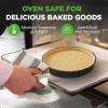 image:imageNutriChef 2 Round Tart Pans 9 Inch Carbon Steel Tart Baking Trays with Removable Base Nonstick amp Even Heat Distribution Includes 100 Parchment Papers Height of 1 Inch Black