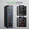 image:imageNutriChef 27 Bottle Wine Fridge  Dual Zone Wine Chiller  Adjustable Temperature 41F to 64F  Ultra Quiet Operation  Wine Cooler For Home amp Office  Free Standing 43x11x23 IN  Black