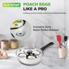 image:imageNutriChef Egg Poacher Pan Set  787 Stainless Steel Poached Egg Cooker with 4 NonStick Poaching Cups Glass Lid Timer Oven Mitt and Spatula for Perfect Poached Eggs Induction Compatible Silver