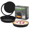image:imageNutriChef 2 Round Tart Pans 9 Inch Carbon Steel Tart Baking Trays with Removable Base Nonstick amp Even Heat Distribution Includes 100 Parchment Papers Height of 1 Inch Black