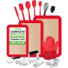 image:imageNutriChef 23Piece Baking Utensil Collection with Measuring Tools Silicone Mats Spatulas Whisk amp Oven Mitts  Complete Kitchen Utensils Set and Baking Tool Set Suitable for Home BakersRed and Black