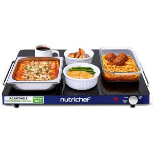image:imageNutriChef Electric Food Warming Tray  Adjustable Temperature Sleek Glass Surface Energy Efficient amp Space Saving Ideal for Buffets Restaurants and Events 2323x 1732x 022 in Blue