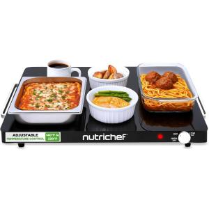image:imageNutriChef Electric Warming Tray  Glass Surface Hot Serving Tray  Adjustable Temperature 140F to 230F  Energy Efficient amp Space Saving  Perfect for BuffetsParties amp More  212 x 165 IN  Black